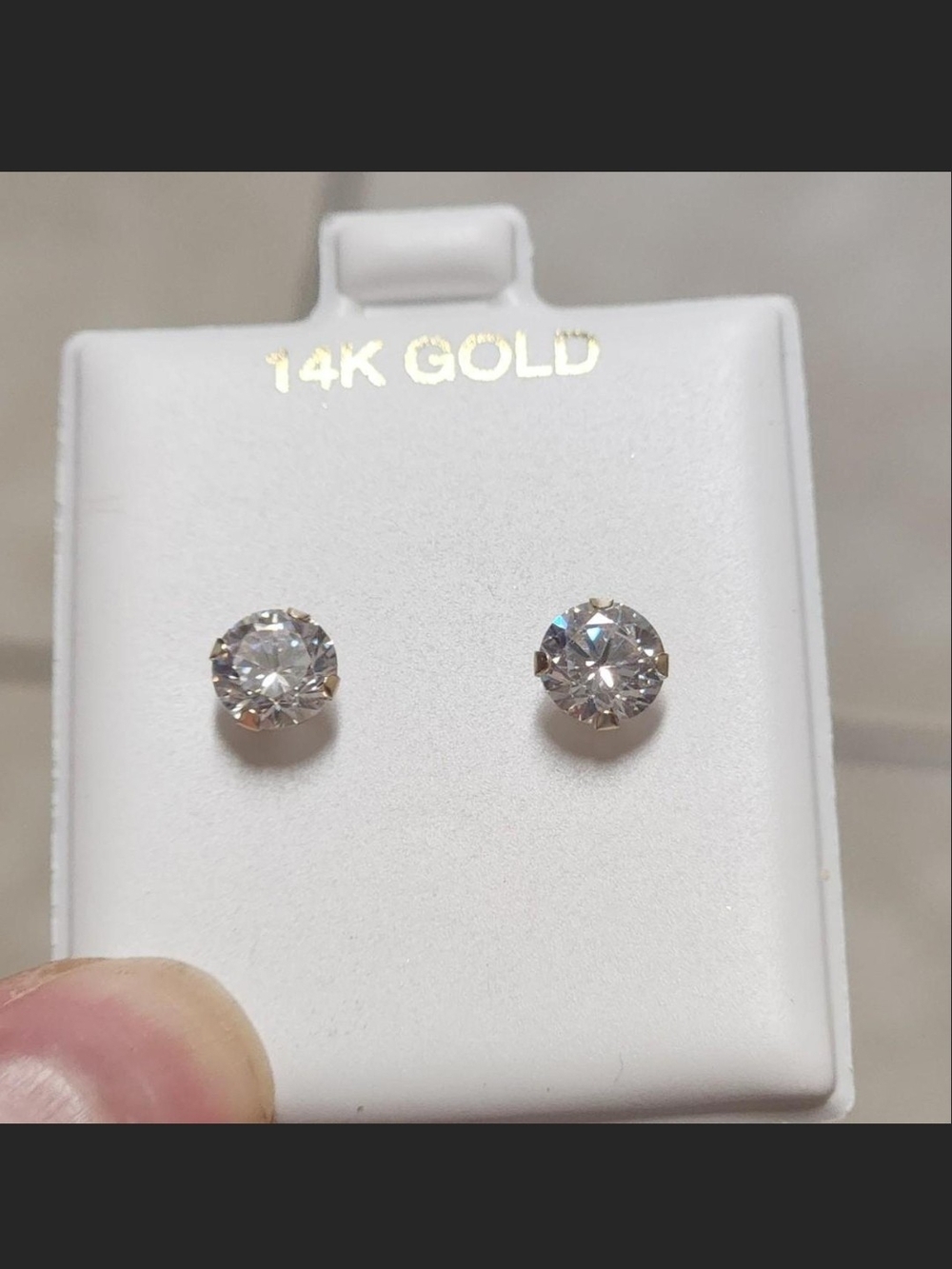 14K Gold Round CZ Stud Earrings
